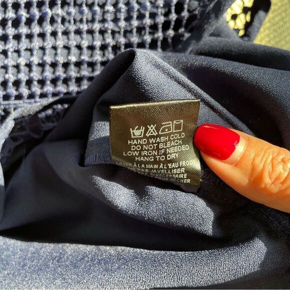 NWT Adelyn Rae Navy Dark Blue Crochet Lace Sheath Dress XS - Picture 10 of 10